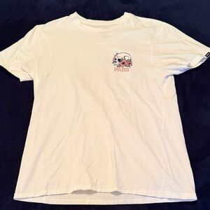Vans White Short Sleeve Tee with Pink Floral Skull Graphic
